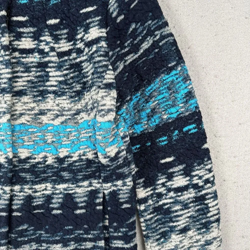 Fox’s Europe Knit Jacket Women’s 34 Blue Cotton‎ Art To Wear Long Sleeve Pockets